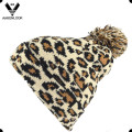 Dame Winter Jacquard Leopard Muster Hut mit Pompom